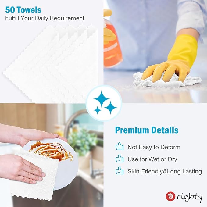 Orighty Microfiber Cleaning Cloth Bulk, Shop Towels Shop Rags 50 Pack, Reusable - Image 4
