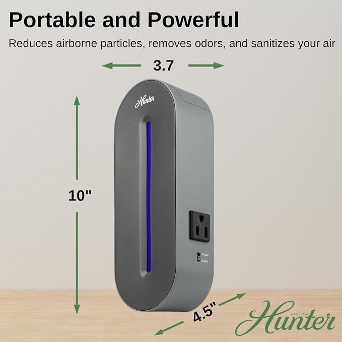 Hunter Plug-in UV Air Sanitizer, Matches A Variety of Room Decors and Styles - Image 8