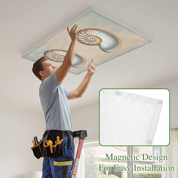 Fluorescent Light Covers for Ceiling Lights Shell Conch Magnetic Light Filters - Image 3