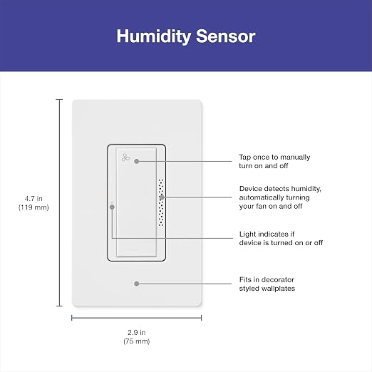 Lutron Humidity Sensor Switch, Bathroom Exhaust Fan, Automatic Moisture Control - Image 10