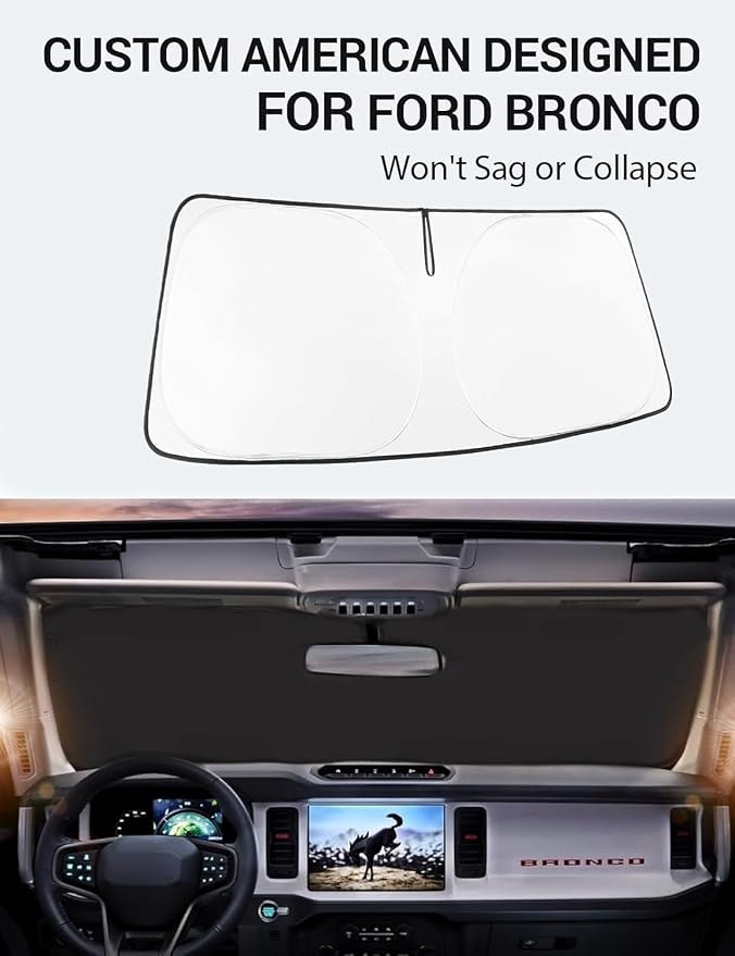Proadsy 2026 Upgrade Windshield Sun Shade Custom Fit Ford Bronco 2/4-Door - Image 2