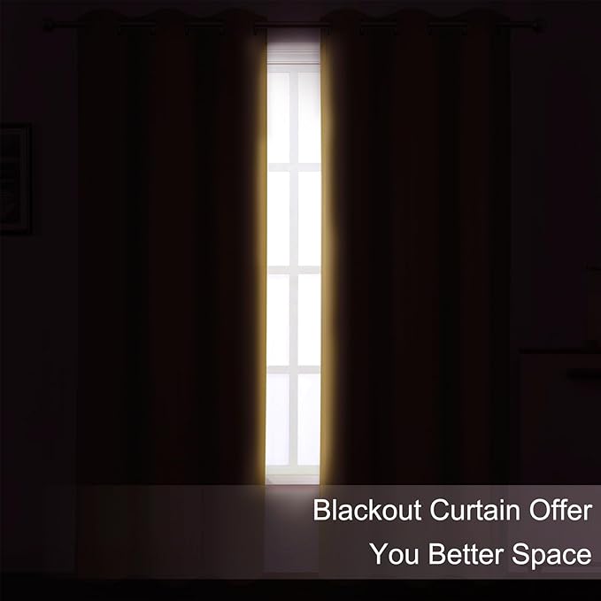 LEMOMO Mustard Yellow Thermal Blackout Curtains/42 x 84 Inch/Set of 2 Panels Room Darkening Curtains for Bedroom