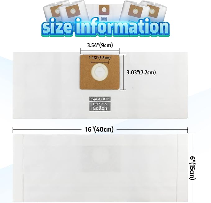 3 PCS Preferential Set Shop Vac 1-1.5 Gallon Vacuum Bags, ALYYDBG Type A 90667 - Image 3