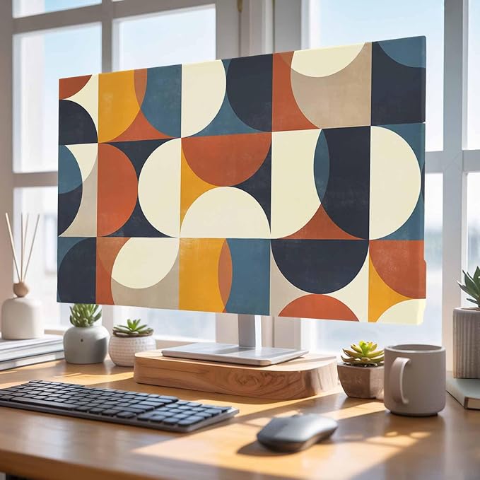 Mid Century Color Block Circle Abstract Geometric Indoor TV Cover, Elastic TV - Image 4