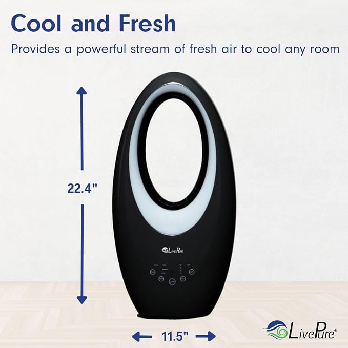 LivePure Bladeless Auto-Duster, Oscillating Fan w/Filter, Air Circulator - Image 4