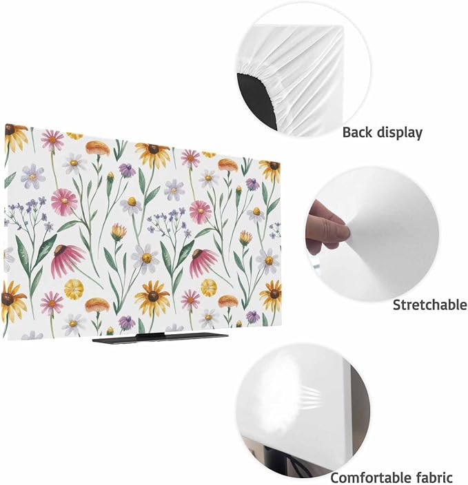 Country Chrysanthemum Floral Indoor TV Cover, Elastic TV Screen Protector - Image 7