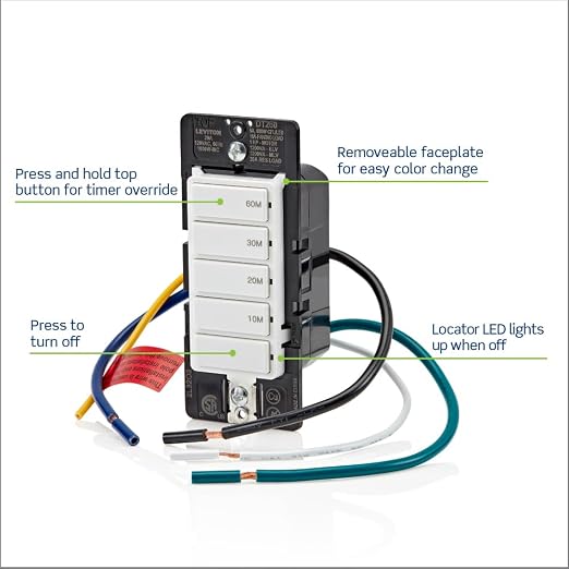 Leviton Countdown Switch for bathroom household lights, 10-20-30-60 min - Image 2