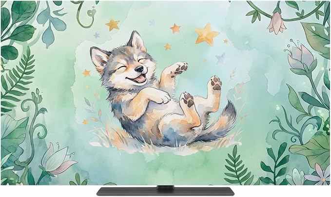 Cartoon Cute Wolf Stars Indoor TV Cover, Elastic TV Screen Protector Forest by Unknown