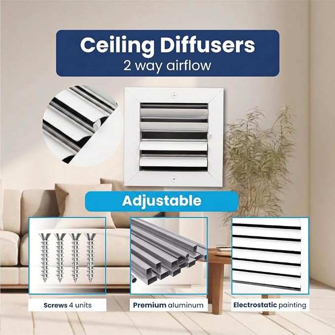 10x10 Aluminum 2-Way HVAC Vent Cover Register Wall Ceiling Air Flow - Image 4
