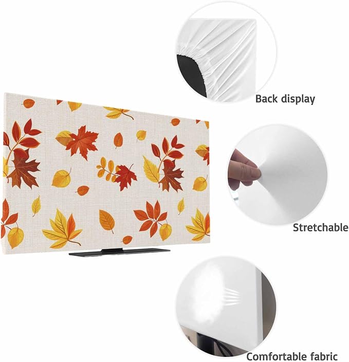 Autumn Orange Maple Leaves Falling Indoor TV Cover, Elastic TV Screen Protector - Image 7