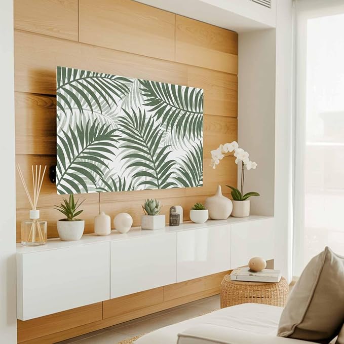 Palm Leaf Summer Forest Indoor TV Cover, Elastic TV Screen Protector Green - Image 2
