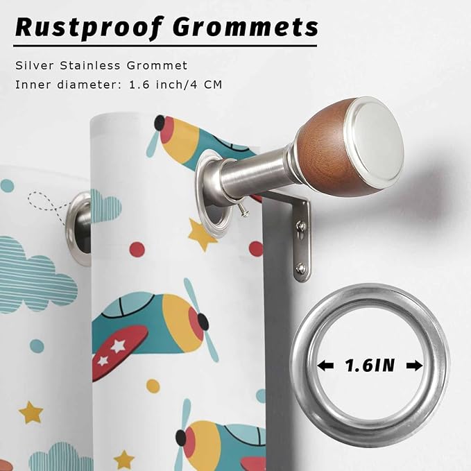 Turquoise Airplane Waterproof Outdoor Curtains - Image 6