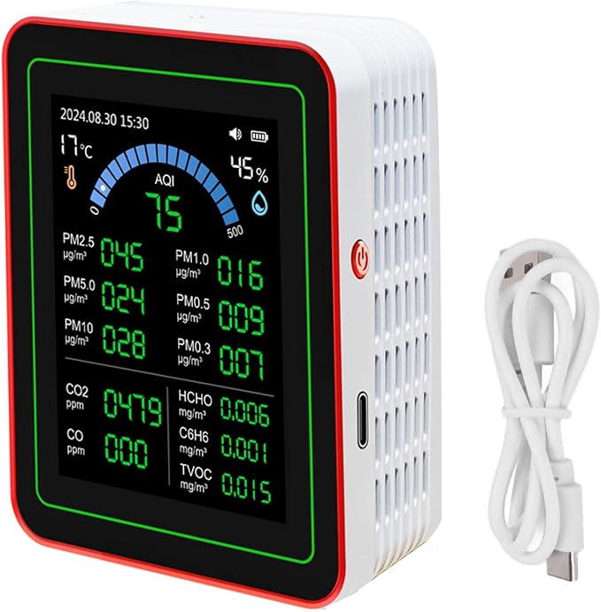 Indoor Air Quality Monitor, 18 in 1 Professional Meter, Battery Powered by BONKZEBU