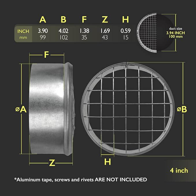 4 Inch Galvanized Steel Dryer Vent Cap - Image 2
