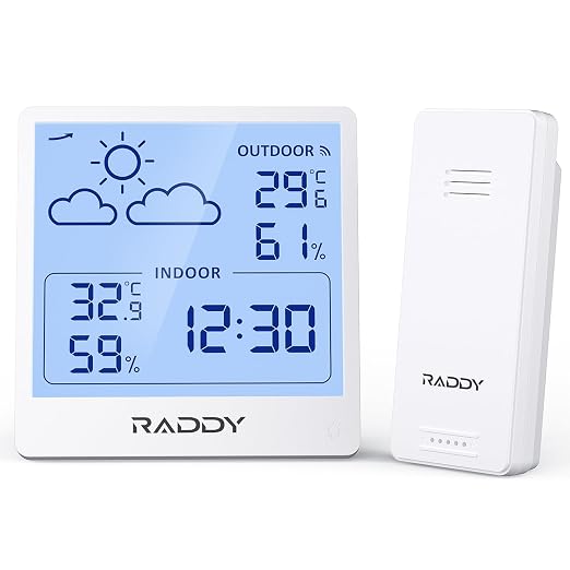 Raddy WF-50T Indoor Outdoor Thermometer Hygrometer Wireless Weather Station by Raddy