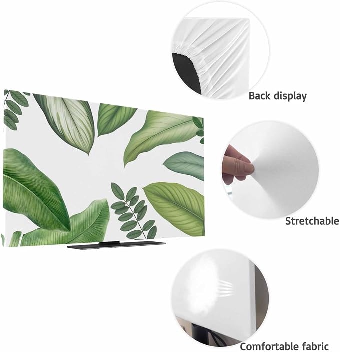 Rustic Green Leaf Indoor TV Cover, Elastic TV Screen Protector Watercolor - Image 7
