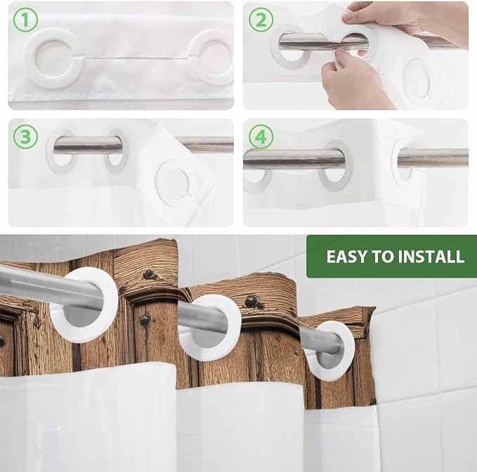 Wood Barn Door No Hook Shower Curtain - Image 6