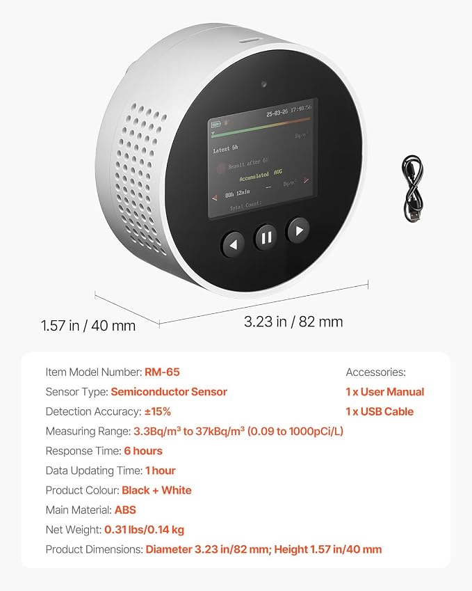 VEVOR Radon Detector for Home, Portable Radon Gas & Air Quality Monitor - Image 8