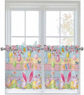 Colorful Easter Half Window Curtains 24 Inches Long, Spring Watercolor Bunny by Unknown