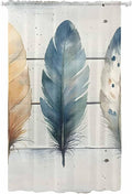 Sheer Curtains 84 Inches Long, Boho Blue Feathers Semi Sheer Curtains Light by Unknown