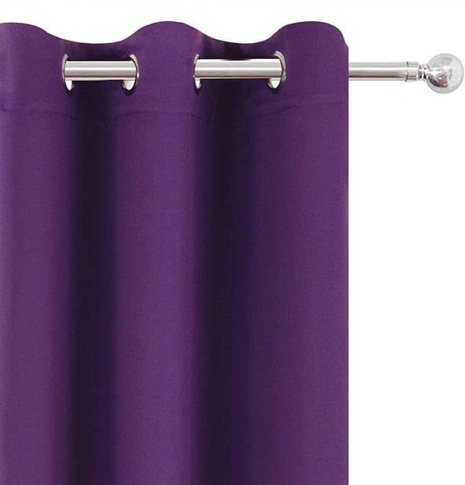 LEMOMO Blackout Curtains 52 x 90 Inch Long Purple Curtains Set of 2 Panels Room Darkening Curtains for Bedroom and Living Room
