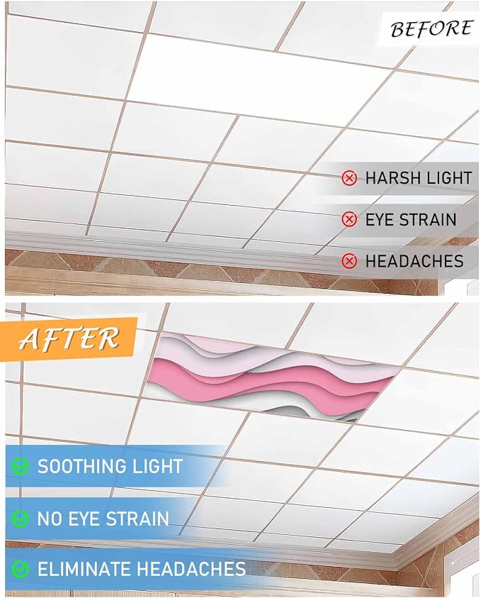 Yukro 2 Pack Pink Ombre Fluorescent Light Covers Pink Gray Gradient Abstract - Image 7
