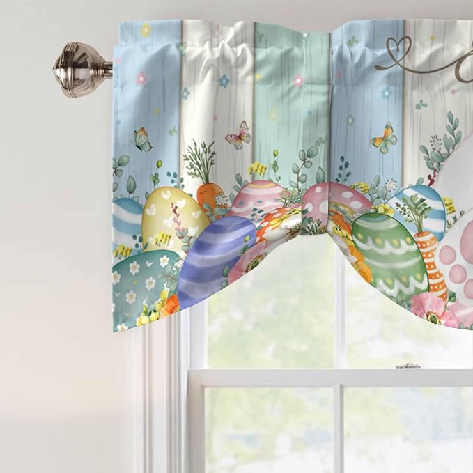 Easter Tie Up Valance Curtains for Windows, Kitchen Curtains Window Shades - Image 4