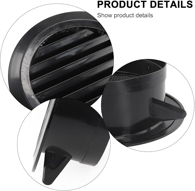 Black ABS Round Ventilation Grille Cover, Wall Ceiling Mount Diffuser - Image 8