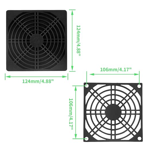 4 Pcs Black Cooling Fan Filter 120 mm Square Plastic Case Fan Filter Cover PC - Image 2