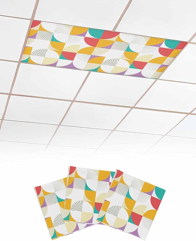 3 Pack Yellow Red Circular Fluorescent Light Covers by Unknown