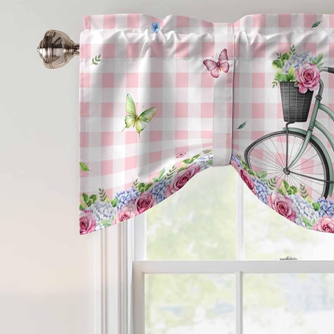 Spring Tie Up Valance Curtains for Windows, Kitchen Curtains Window Shades - Image 4