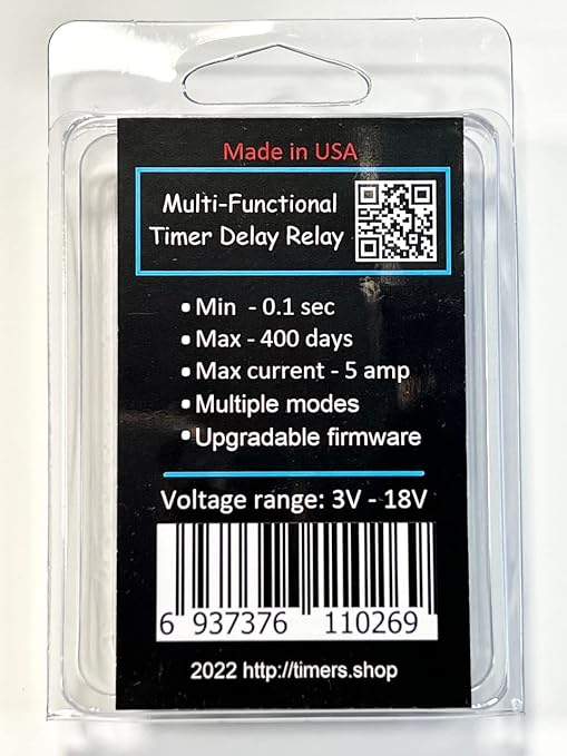 Mini Timer Time Delay Relay .1 Sec to 400 days. 3V 12V 18V 5A. Power on or Off - Image 3