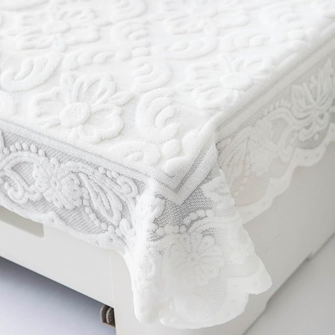 Vintage White Floral Lace Dust Cover - Image 3
