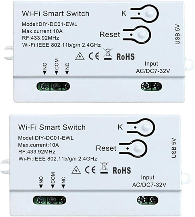 2X WiFi Smart Switch DIY Timer 1CH 7-32V RF433 2.4G WiFi Home Automation Module by Unknown