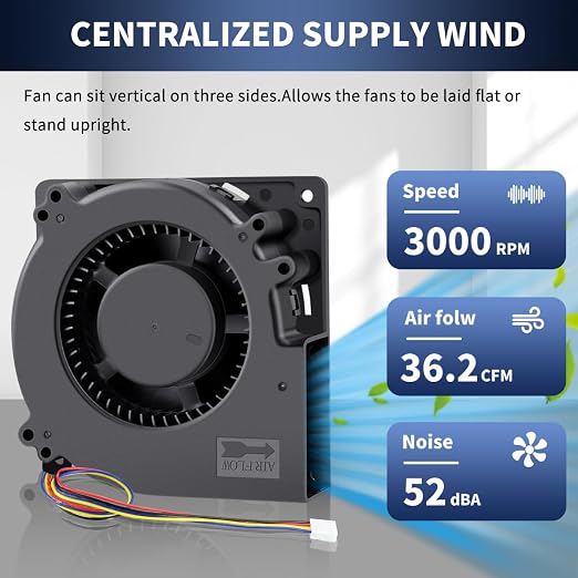 Wathai 120mm x 32mm Dual Ball Brushless Blower Fan 12V High Airflow PWM 4Pin - Image 6