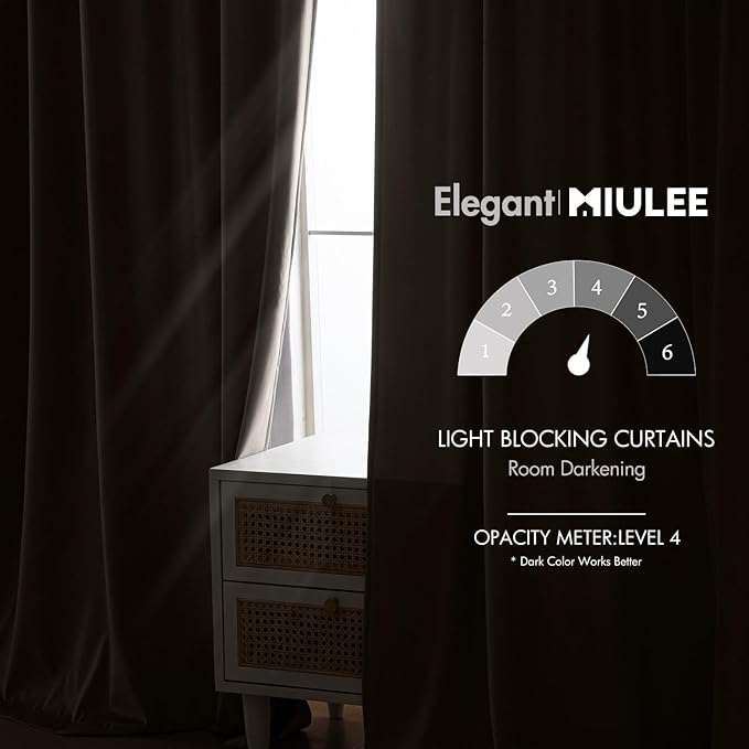 MIULEE Taupe Velvet Curtains 90 inches - Luxury Blackout Curtains for Bedroom Living Room Thermal Insulated Super Soft Window Drapes Rod Pocket & Back Tab, W52 x L90 inches, 2 Panels