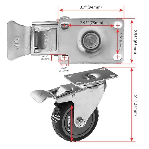 FactorDuty 4 Pack 4" Heavy Duty All Terrain Caster Wheel 360 Degree Dual - Image 2