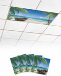 Summer 4 Pcs Fluorescent Light Covers, Ocean Beach Palm Tree Nautical Vessel by Gsypo
