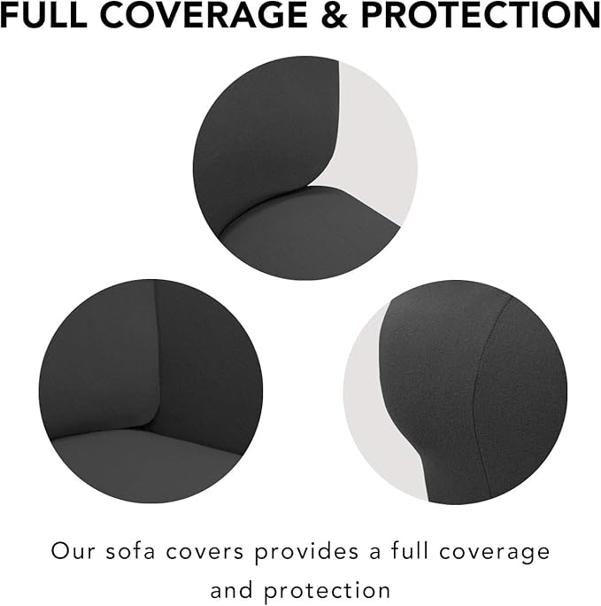 PureFit Super Stretch Chair Sofa Slipcover – Spandex Non Slip Soft Couch Sofa Cover, Washable Furniture Protector with Non Skid Foam and Elastic Bottom for Kids, Pets （Chair, Dark Gray）