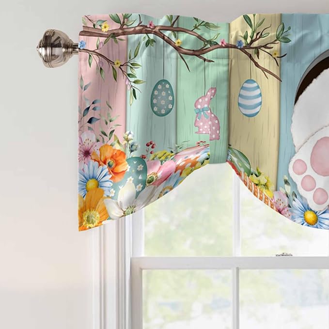 Easter Tie Up Valance Curtains for Windows, Kitchen Curtains Window Shades - Image 4