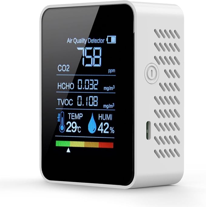 5-in-1 Smart Indoor Air Quality Monitor Real-Time CO2, Temp & Humidity on Color by Unknown