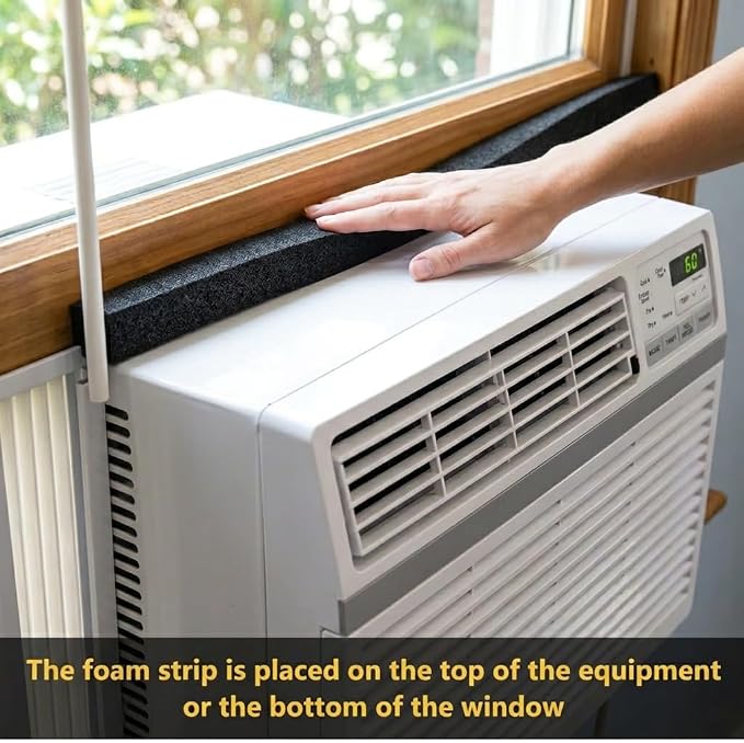 fowong Air Conditioner Window Seal Kit 1" x 1" – Neoprene Foam Tape Weather - Image 2