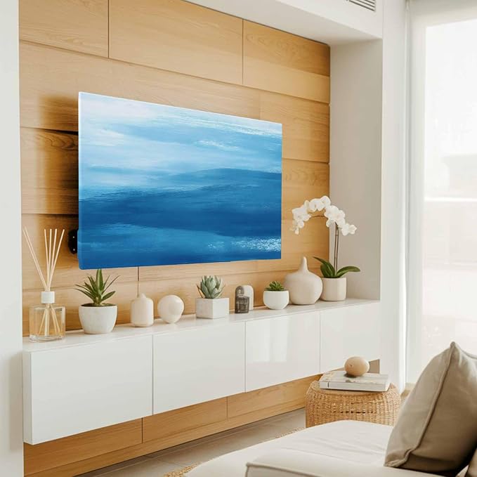 Abstract Blue Gradient Style Indoor TV Cover, Elastic TV Screen Protector - Image 2