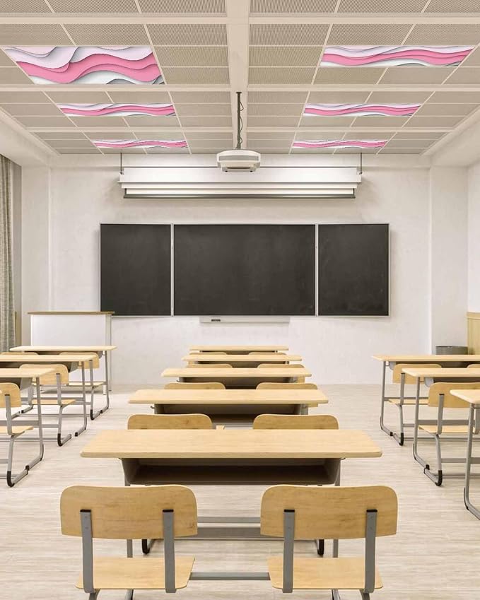 Yukro 2 Pack Pink Ombre Fluorescent Light Covers Pink Gray Gradient Abstract - Image 4