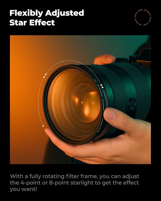 K&F CONCEPT 49mm Variable Star Filter Cross Screen Starburst Filter 4, 8 Points - Image 6