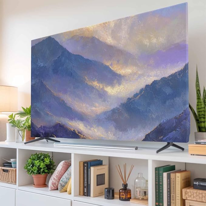 Vintage Mountain Oil Painting Art Indoor TV Cover, Elastic TV Screen Protector - Image 6