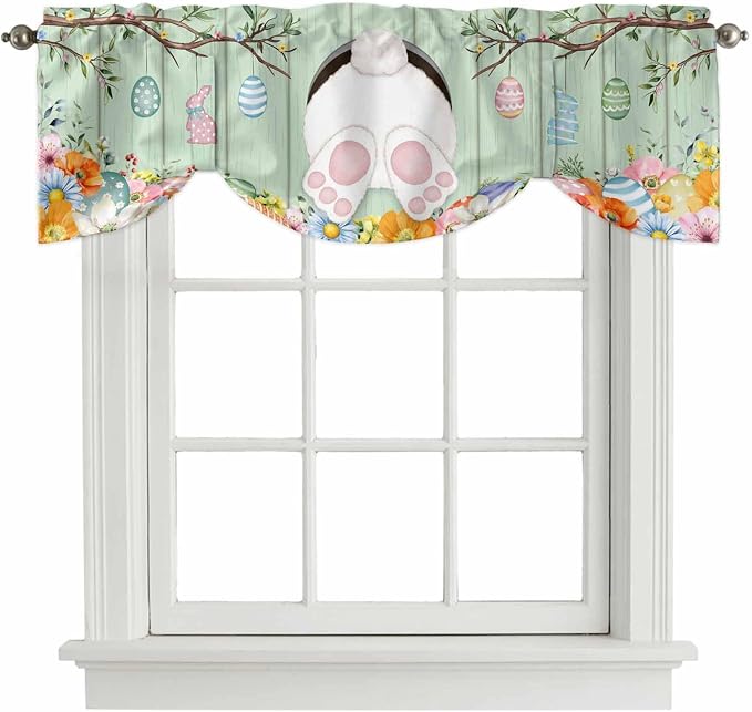 Easter Tie Up Valance Curtains for Windows, Kitchen Curtains Window Shades by Unknown