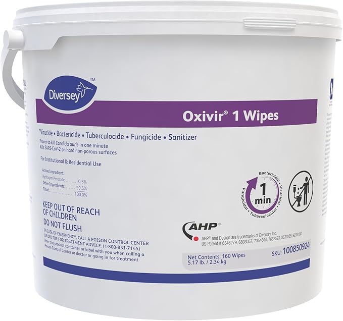 Oxivir Diversey 1 Disinfectant Wipes, AHP Hydrogen Peroxide Cleaner, XLarge - Image 2