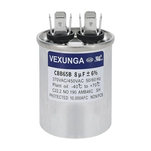 VEXUNGA 8uF 8 MFD 370VAC 440VAC 450VAC 50/60Hz CBB65B Round Run Start Capacitor by VEXUNGA