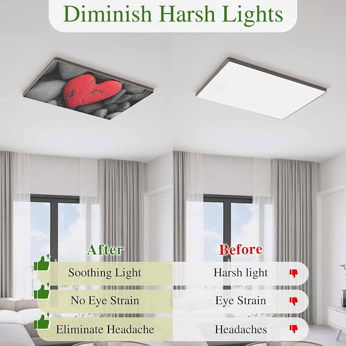 Fluorescent Light Covers for Ceiling Lights Love Heart Stone Magnetic Light - Image 5